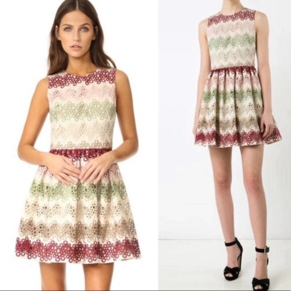 Alice + Olivia Multicolor Joyce Lace Crew Neck Party Dress Size 10 - Picture 1 of 11